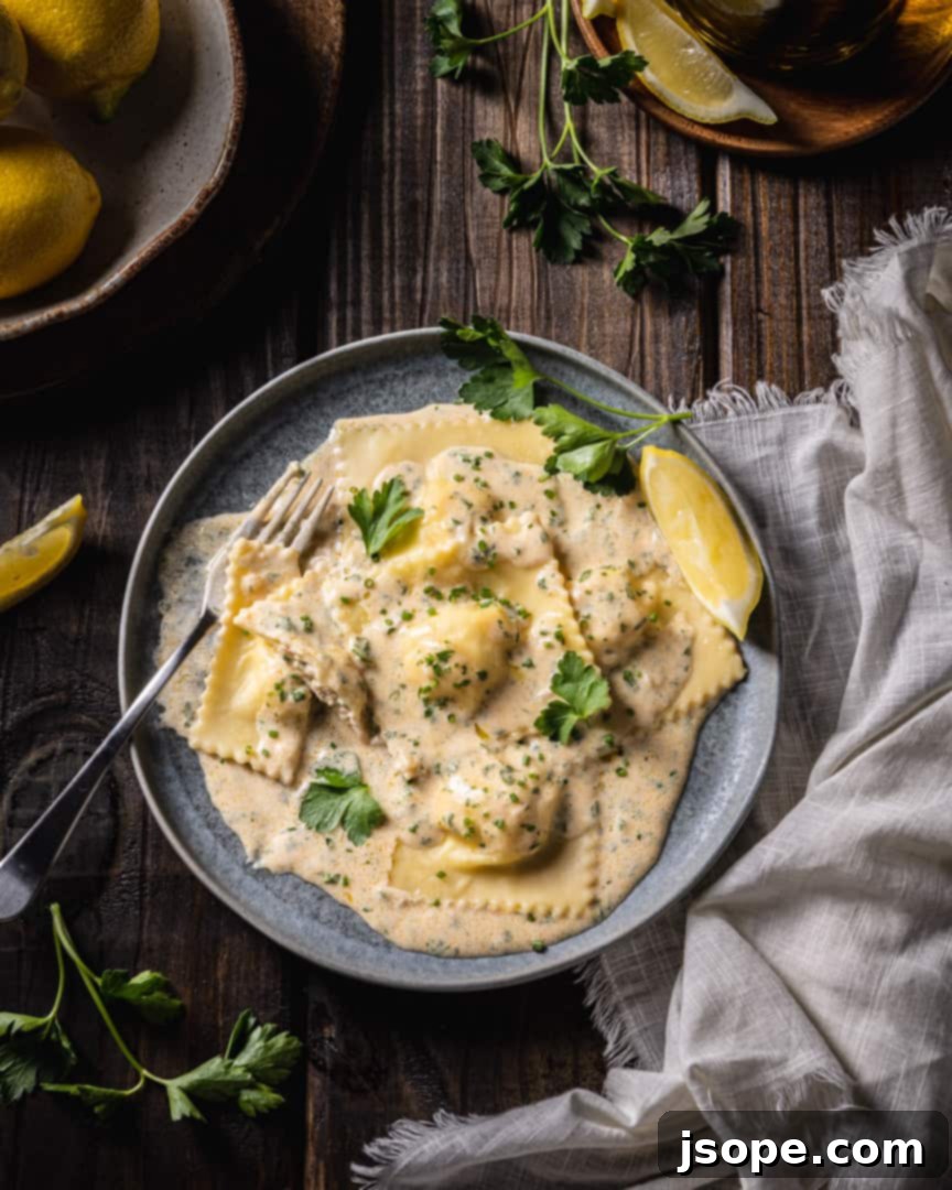Lobster Ravioli with Lemon Cream Sauce
