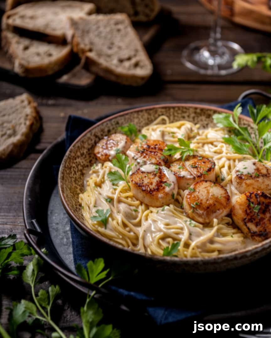 Seared Scallops over Angel Hair pasta with Vanilla Grapefruit Cream Sauce