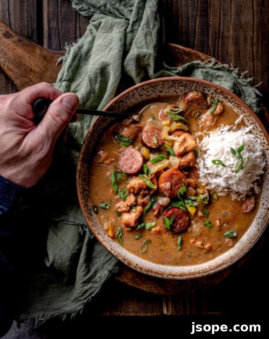 Cajun Chicken and Sausage Gumbo 2 Classic Chicken and Sausage Gumbo, a comforting Southern stew.