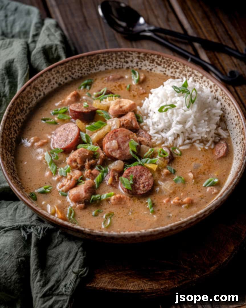 Cajun Chicken and Sausage Gumbo 3 Dark roux for a rich Chicken and Sausage Gumbo