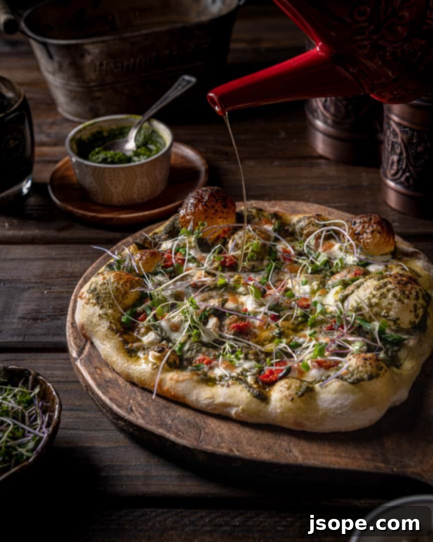 Olive Oil drizzled on pizza