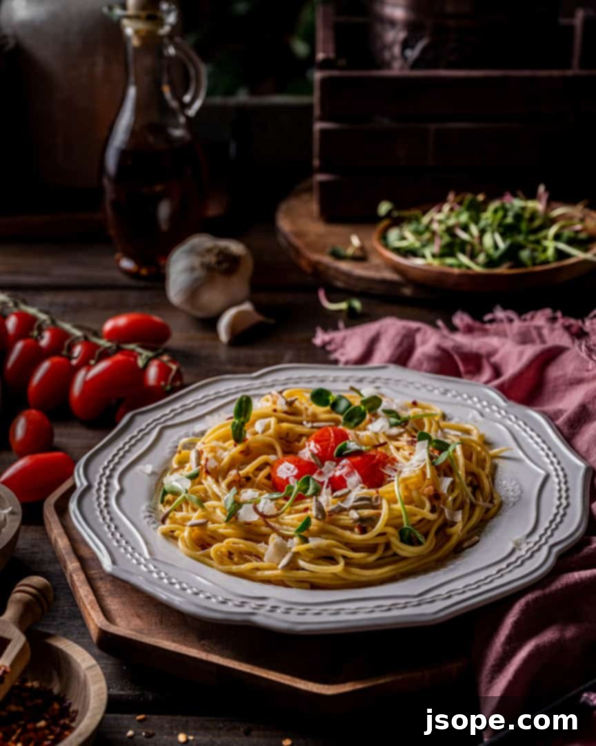 Spaghetti with Garlic Olive Oil and Chili Peppers
