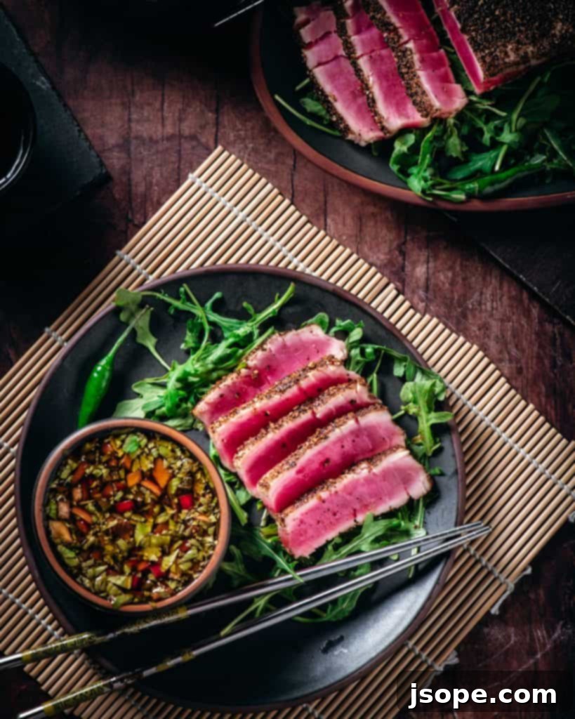 Seared Ahi Tuna served with our delicious Spicy Dipping Sauce.