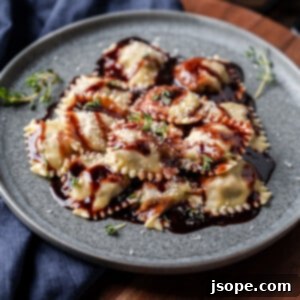Beef Shank Ravioli with Zinfandel Red Wine Sauce