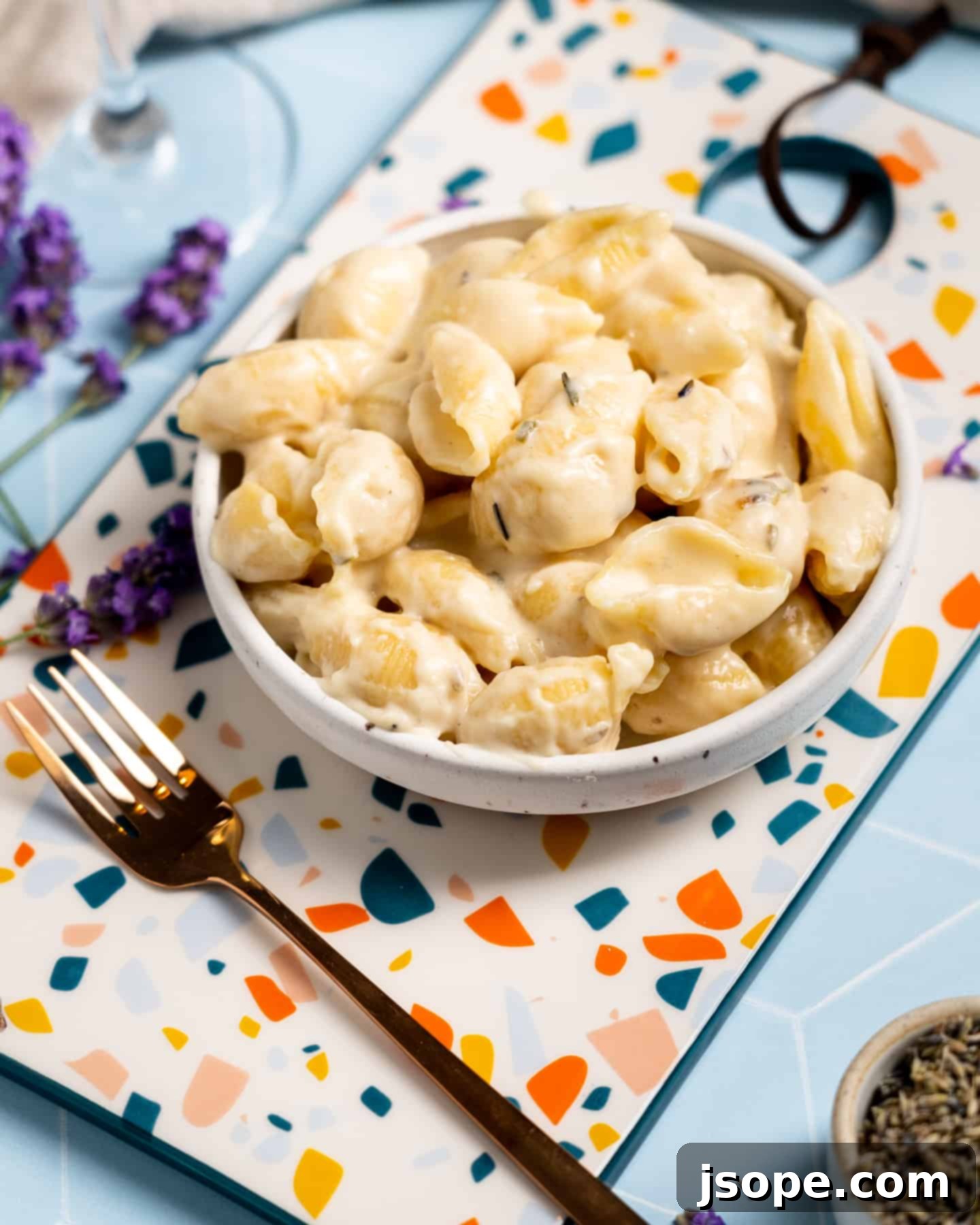 Stovetop White Cheddar and Lavender Mac and Cheese