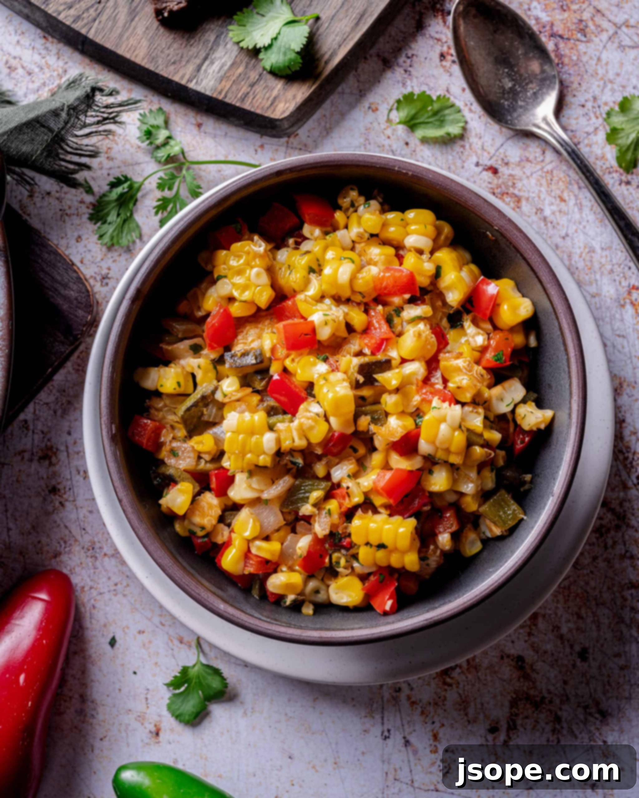 Zesty Roasted Corn and Jalapeño Fiesta 3 Close-up of freshly prepared Jalapeño and Roasted Corn Salad in a bowl, ready to serve