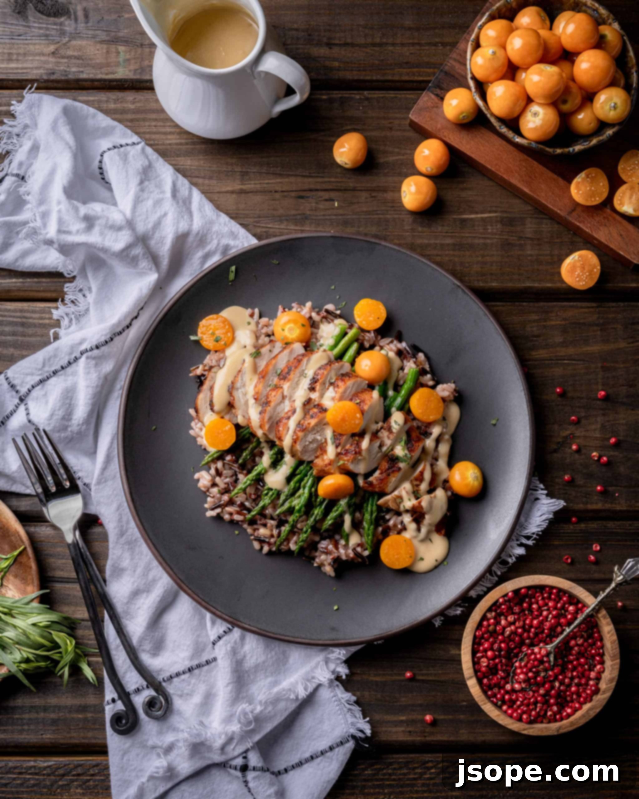 Sun-Kissed Golden Berry Tarragon Chicken with Pink Peppercorn Finish 3 Pink Peppercorn Chicken with Golden Berry Tarragon Cream Sauce