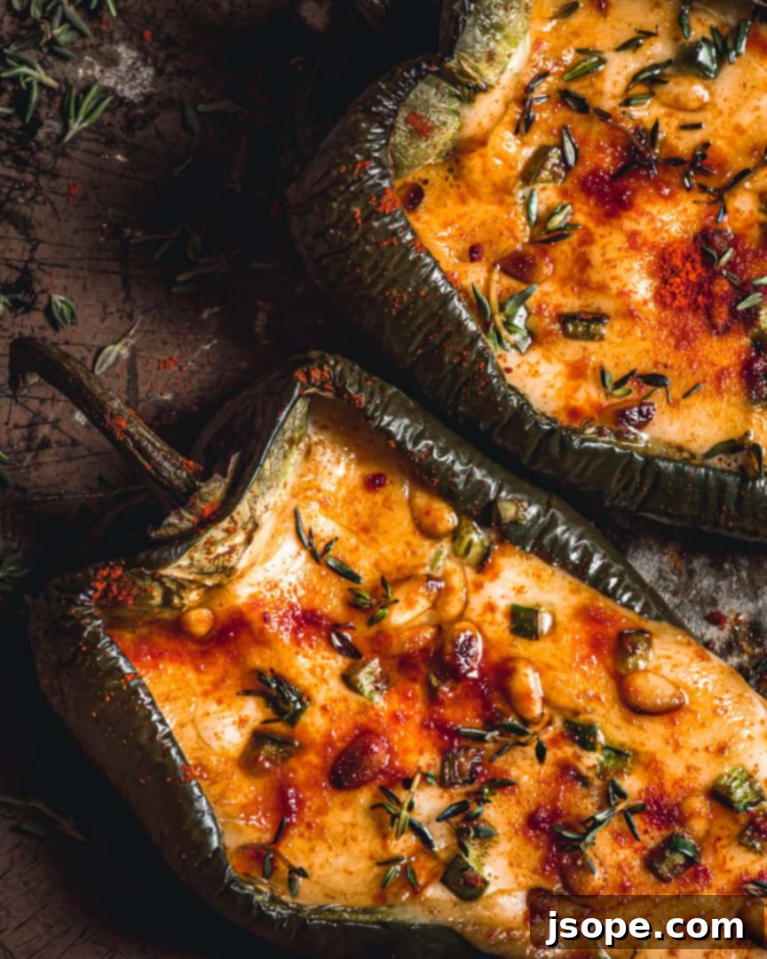Delicious Baked Cheese Stuffed Poblano Peppers ready to eat