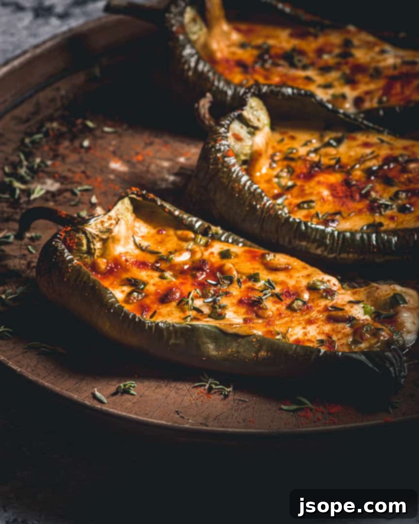 Stuffed Poblano Peppers baking in the oven