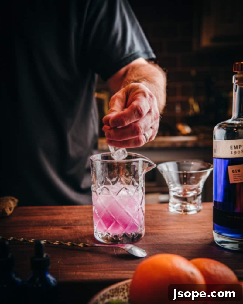 Step 8: Add ice to chill the cocktail