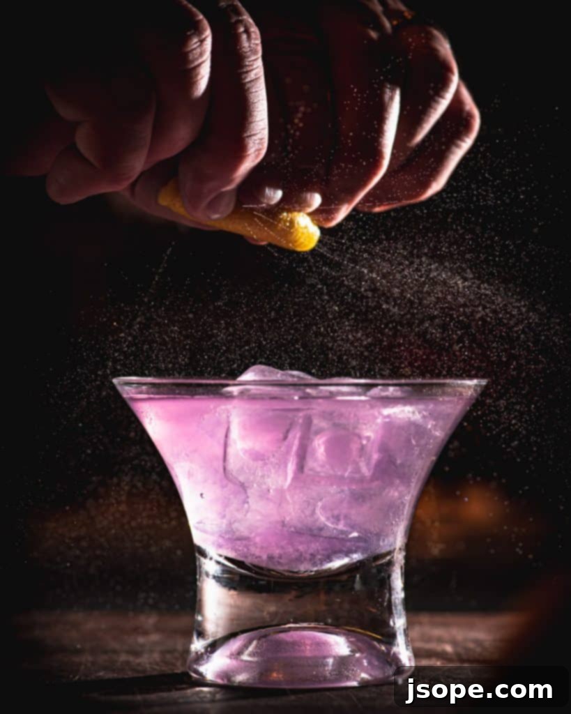 The finished Empress Maid of Honor Gin Cocktail, ready to be enjoyed