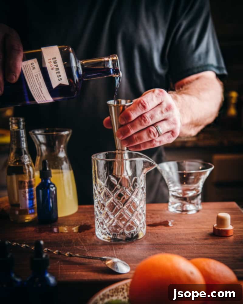 Step 1: Add Empress 1908 Gin to the mixing glass