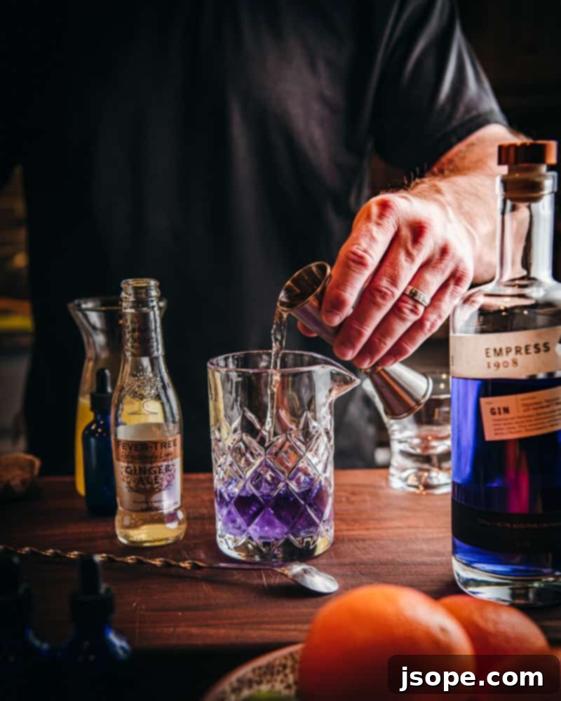 Step 4: The cocktail turns a deep purple
