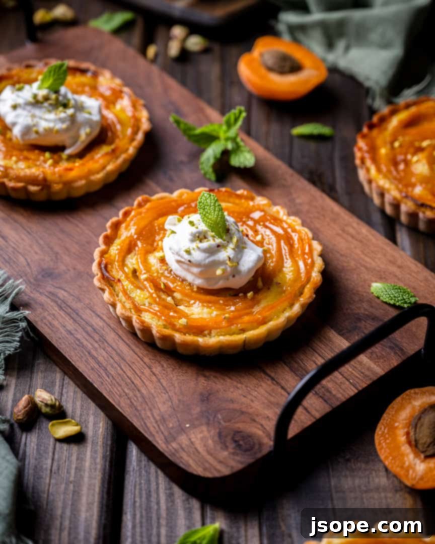 Delicate Apricot and Pistachio Tartlets, perfect for summer gatherings.