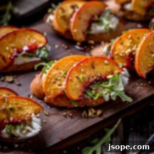 Roasted Peach Crostini with Whipped Blue Cheese Ricotta