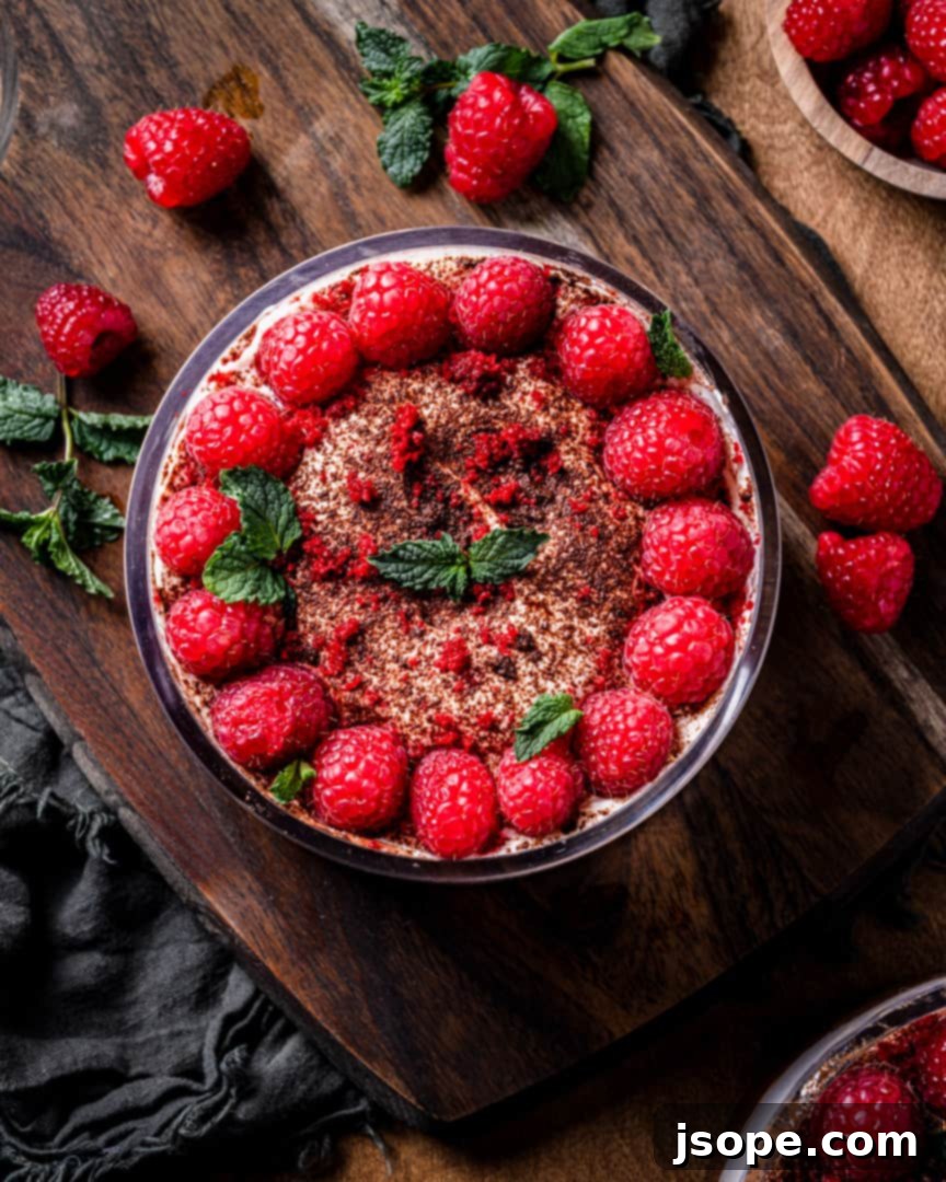 Close up of a layered Chocolate Raspberry Red Velvet Trifle