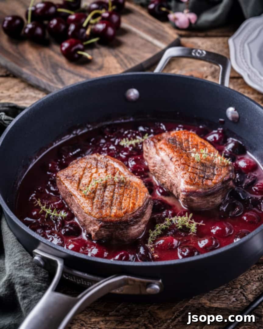 Succulent Pan-Seared Duck with Cherry Port Glaze 3 Pan Seared Duck Breast with Cherry Port Sauce