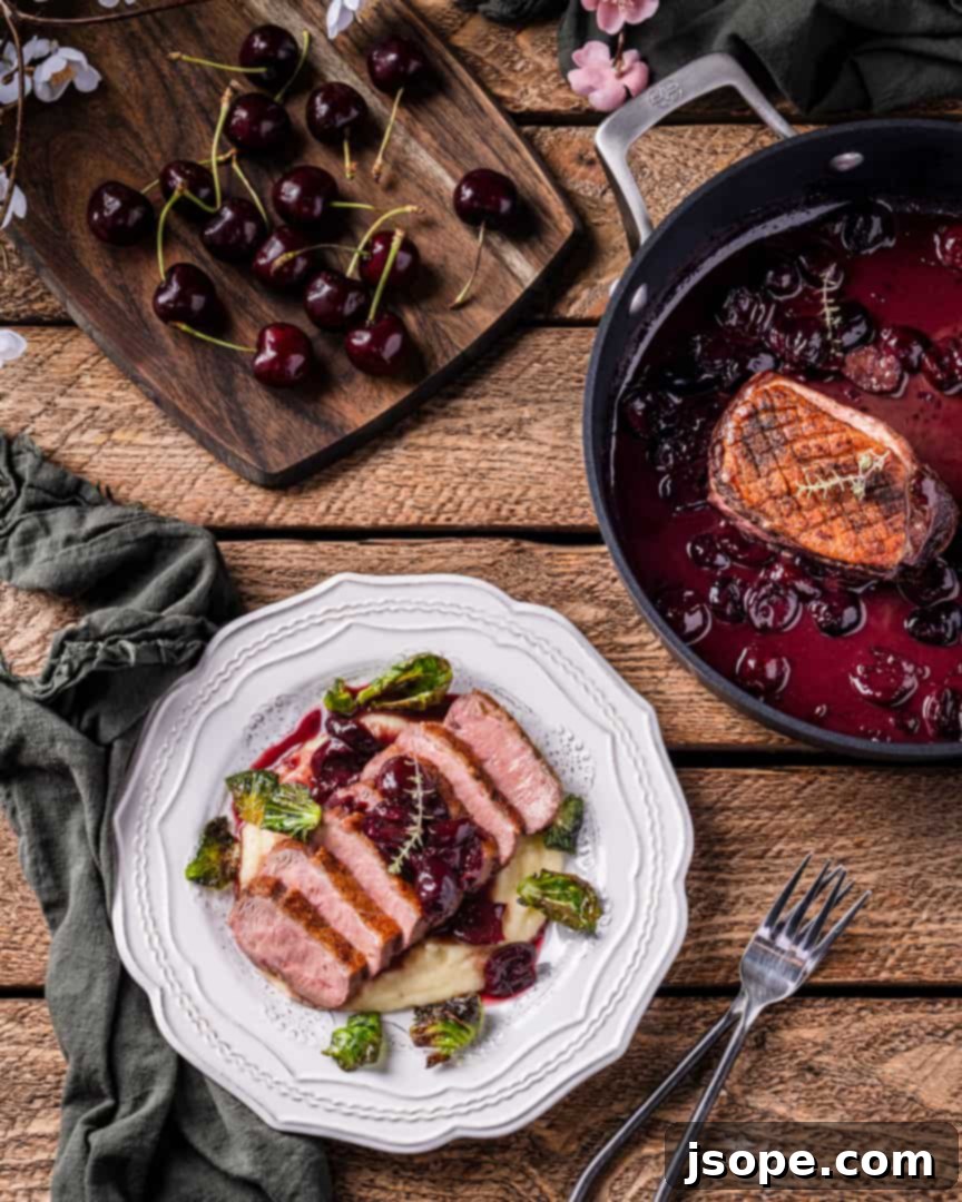 Succulent Pan-Seared Duck with Cherry Port Glaze 5 Cherry Port Sauce on Pan Seared Duck Breast