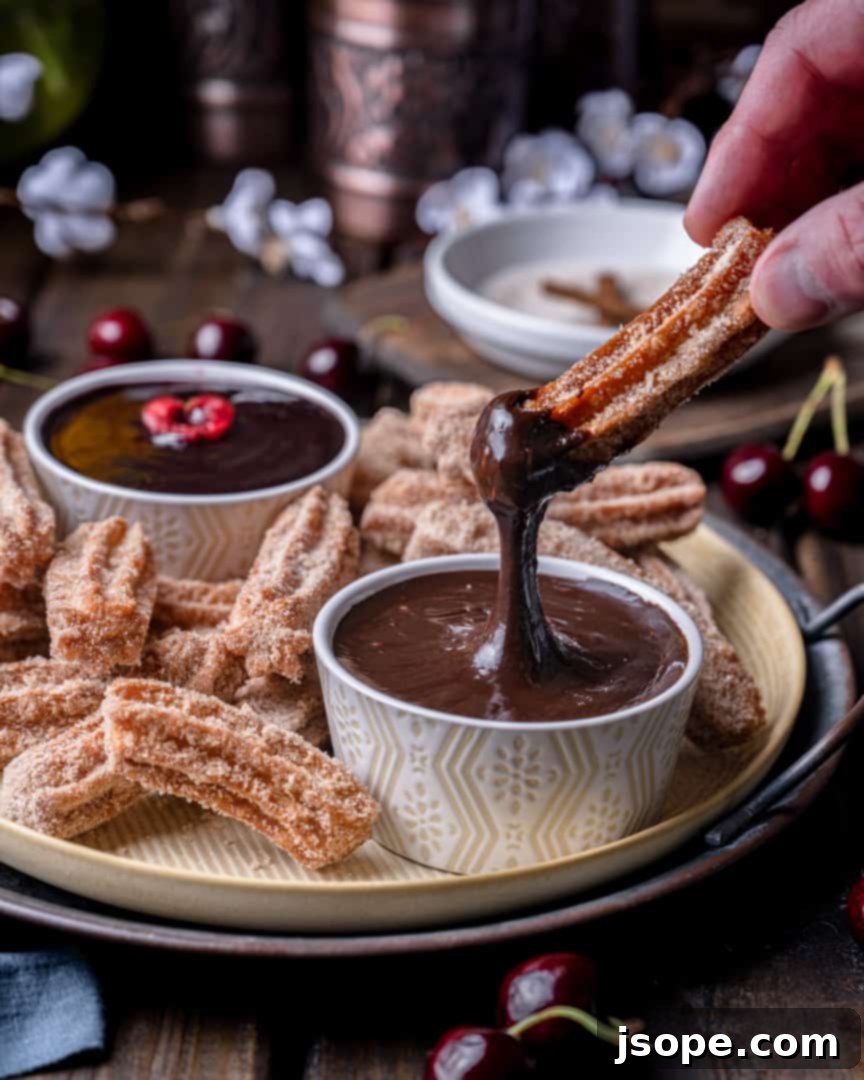 Homemade Churros with Baileys Chocolate Sauce
