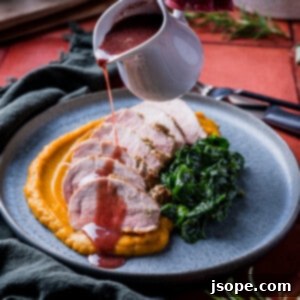 Herb Crusted Pork Tenderloin with Juniper Red Wine Sauce