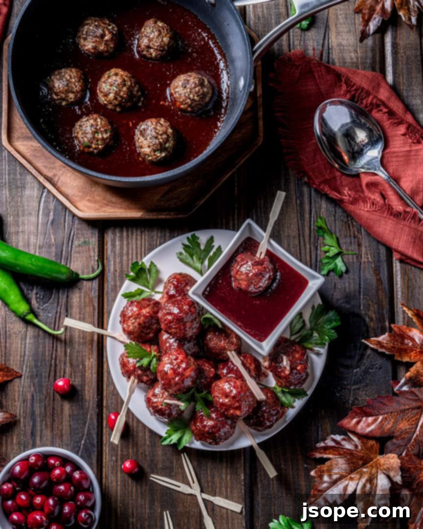 Cranberry Serrano Glazed Meatballs