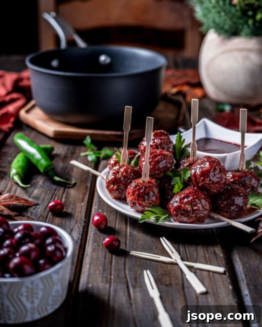 Cranberry Serrano Glazed Meatballs