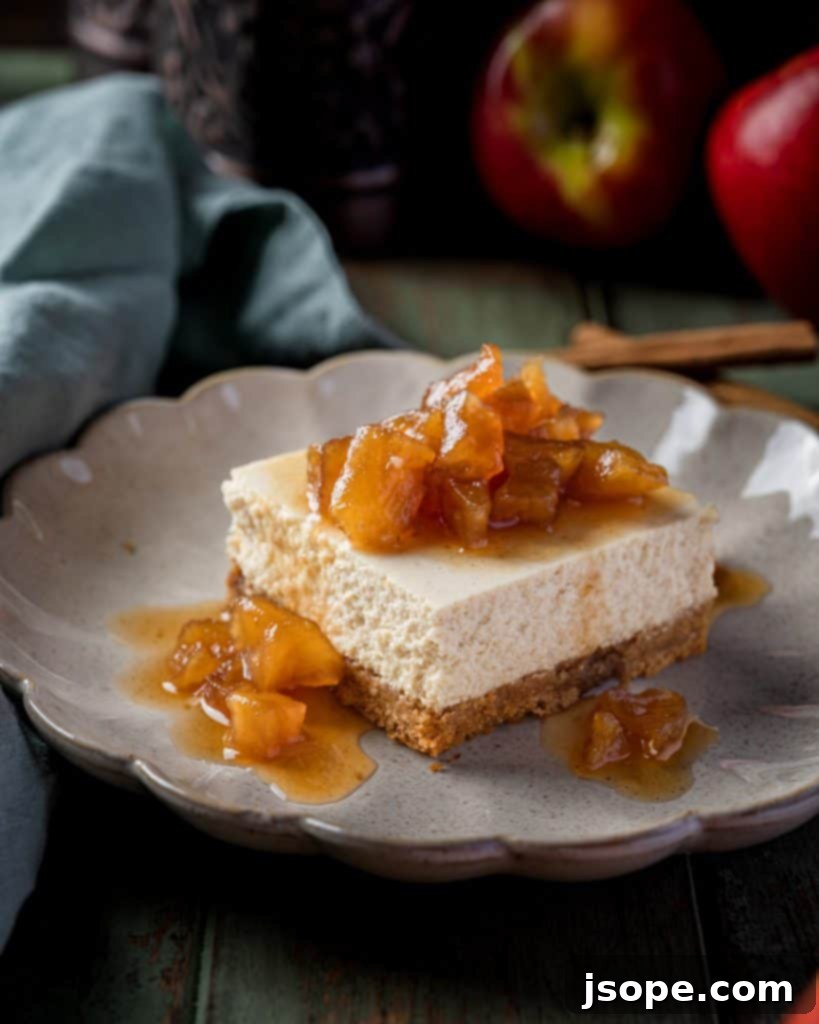 Decadent Apple Cider Cheesecake Bars with Caramelized Apples for Fall