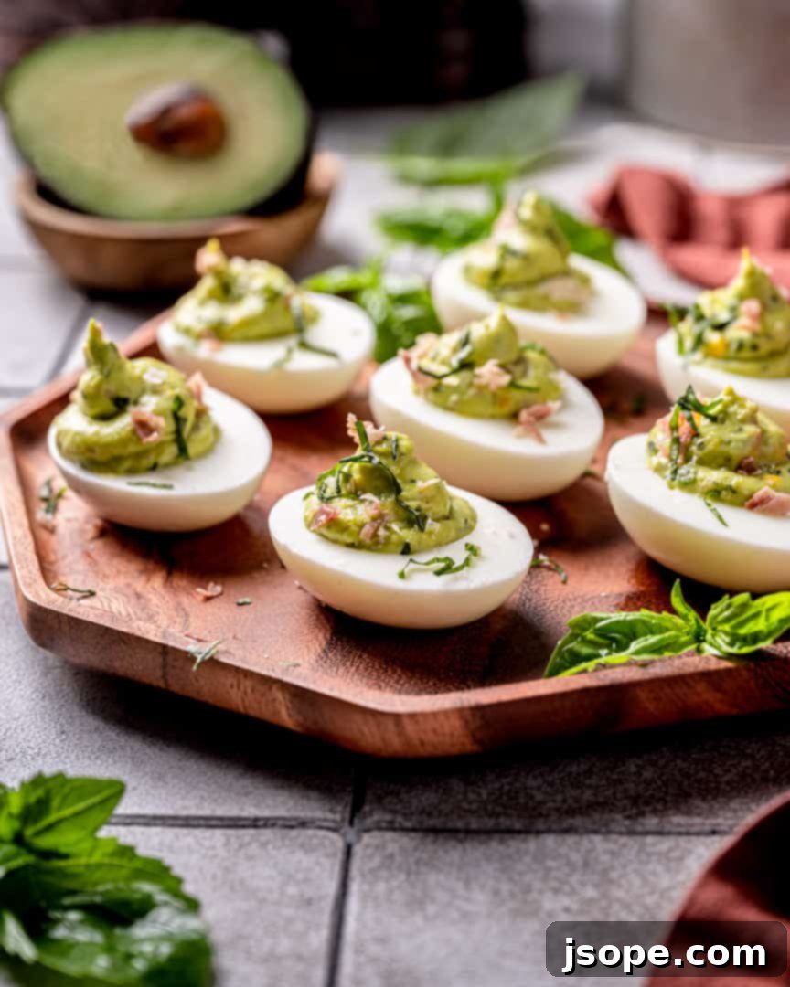 Vibrant Green Eggs and Ham Deviled Eggs on a platter