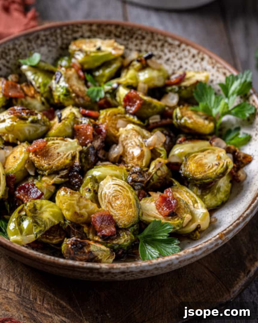 Roasted Maple Bourbon Bacon Brussels Sprouts