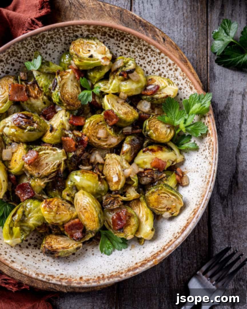 Roasted Maple Bourbon Bacon Brussels Sprouts with Glaze