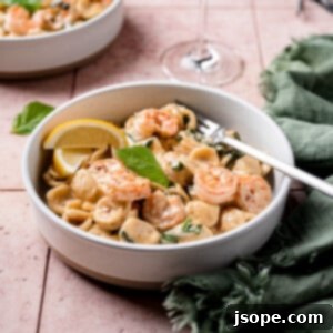 Shrimp Orecchiette with Lemon Garlic Cream Sauce