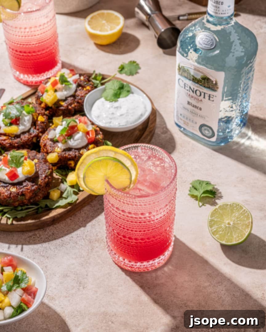 A close-up of a refreshing Sparkling Pomegranate Ranch Water cocktail, highlighting the vibrant color and garnish.