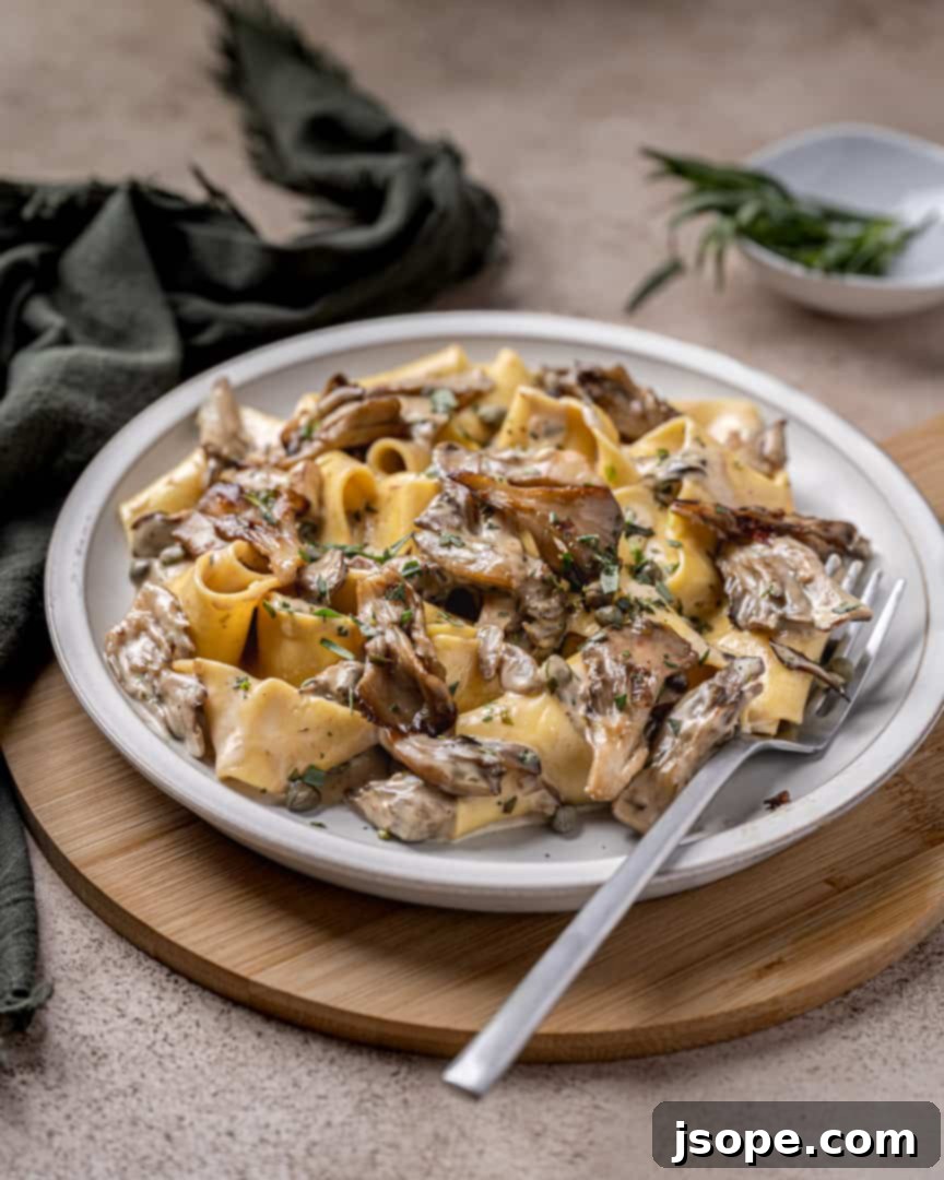 Hen of the Woods Mushroom Pasta with Creamy Tarragon Sauce