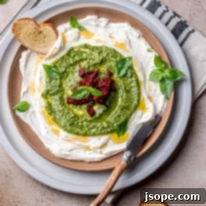 Whipped Ricotta with Basil Pesto and Sun Dried Tomatoes
