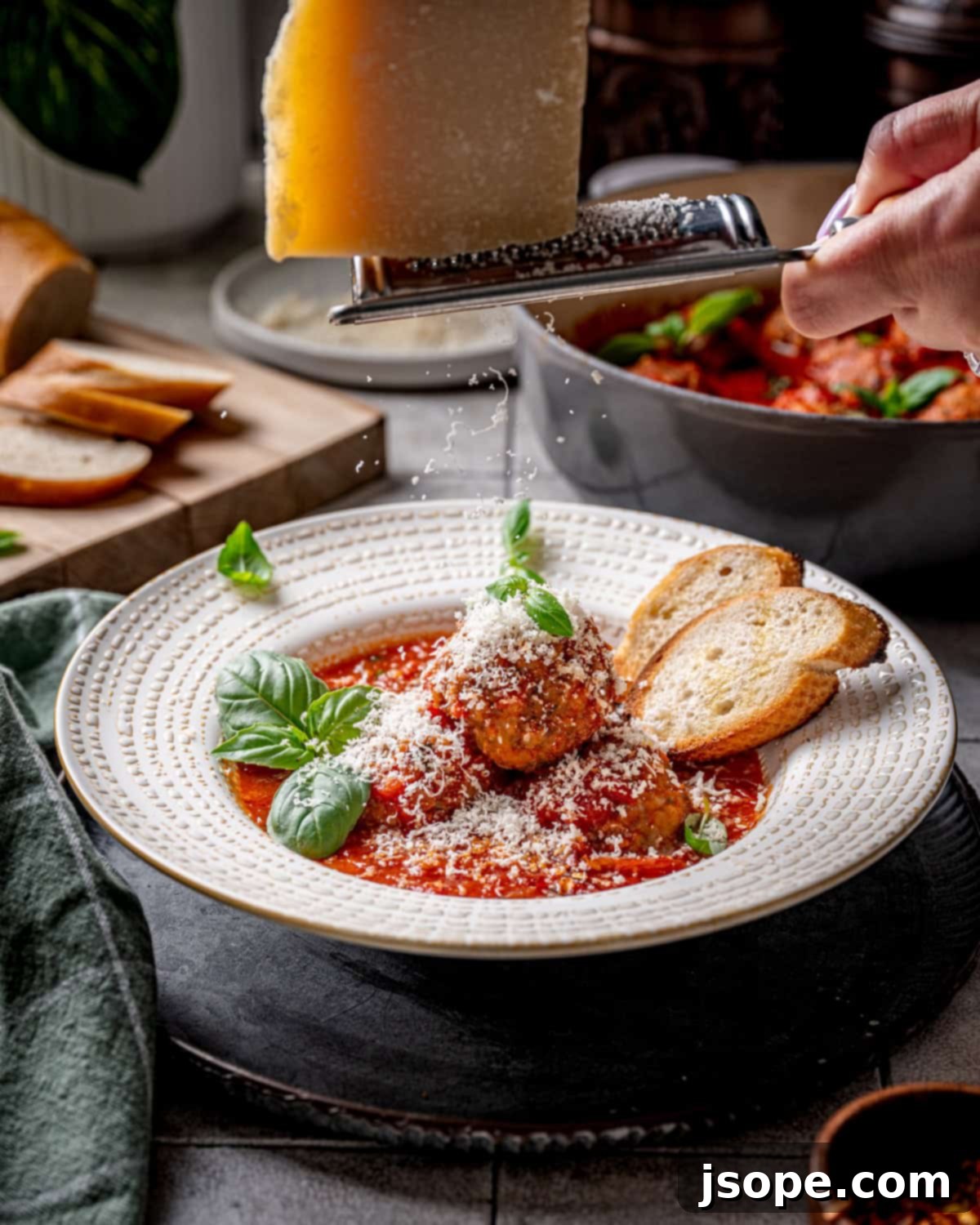 Savory Italian Meatballs Simmered in Rich Tomato Sauce 5 Classic Italian Meatballs in Tomato Sauce (Polpette al Sugo) served with fresh basil
