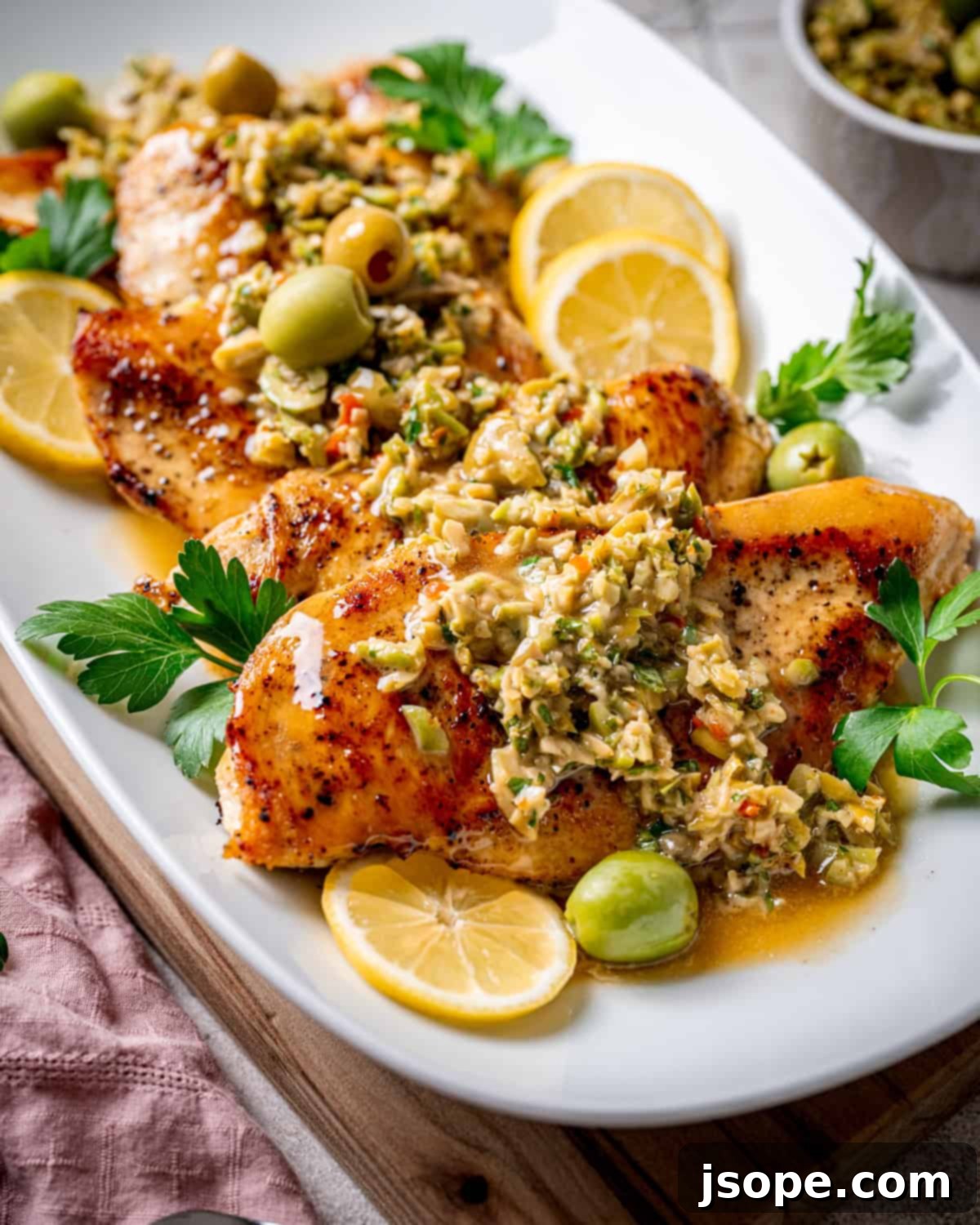 Martini Chicken with Homemade Olive Tapenade