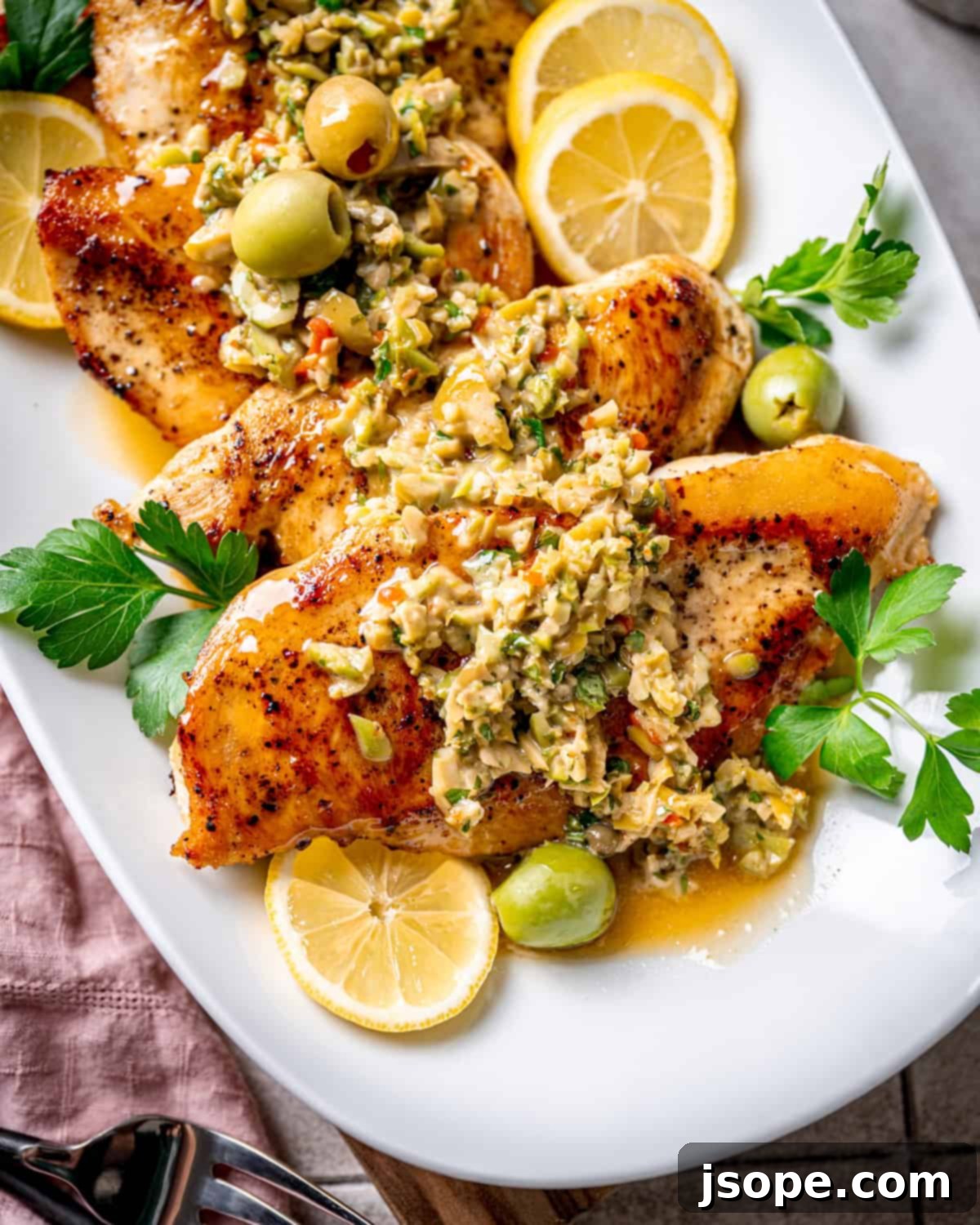 Martini Chicken with Homemade Olive Tapenade