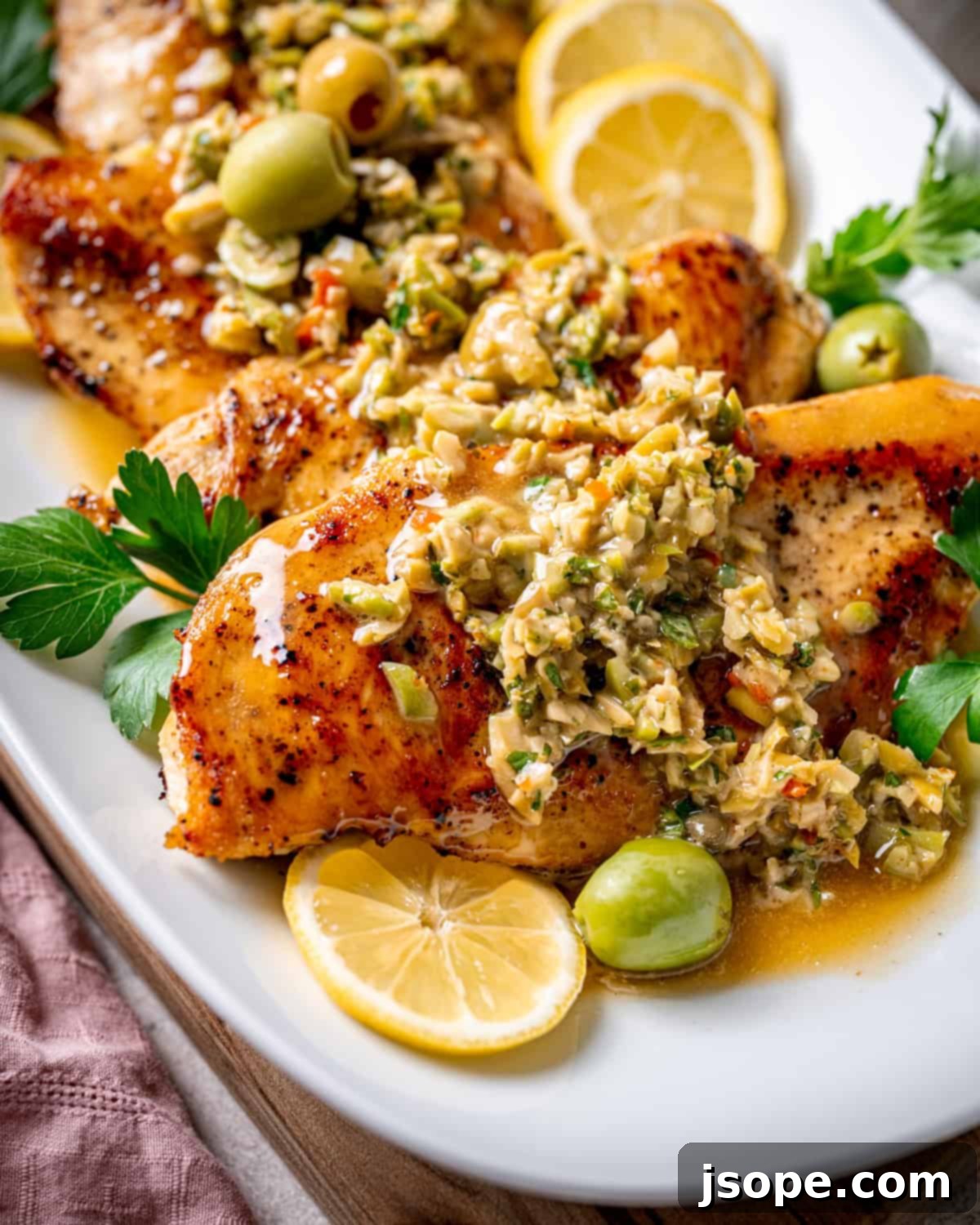 Martini Chicken with Homemade Olive Tapenade