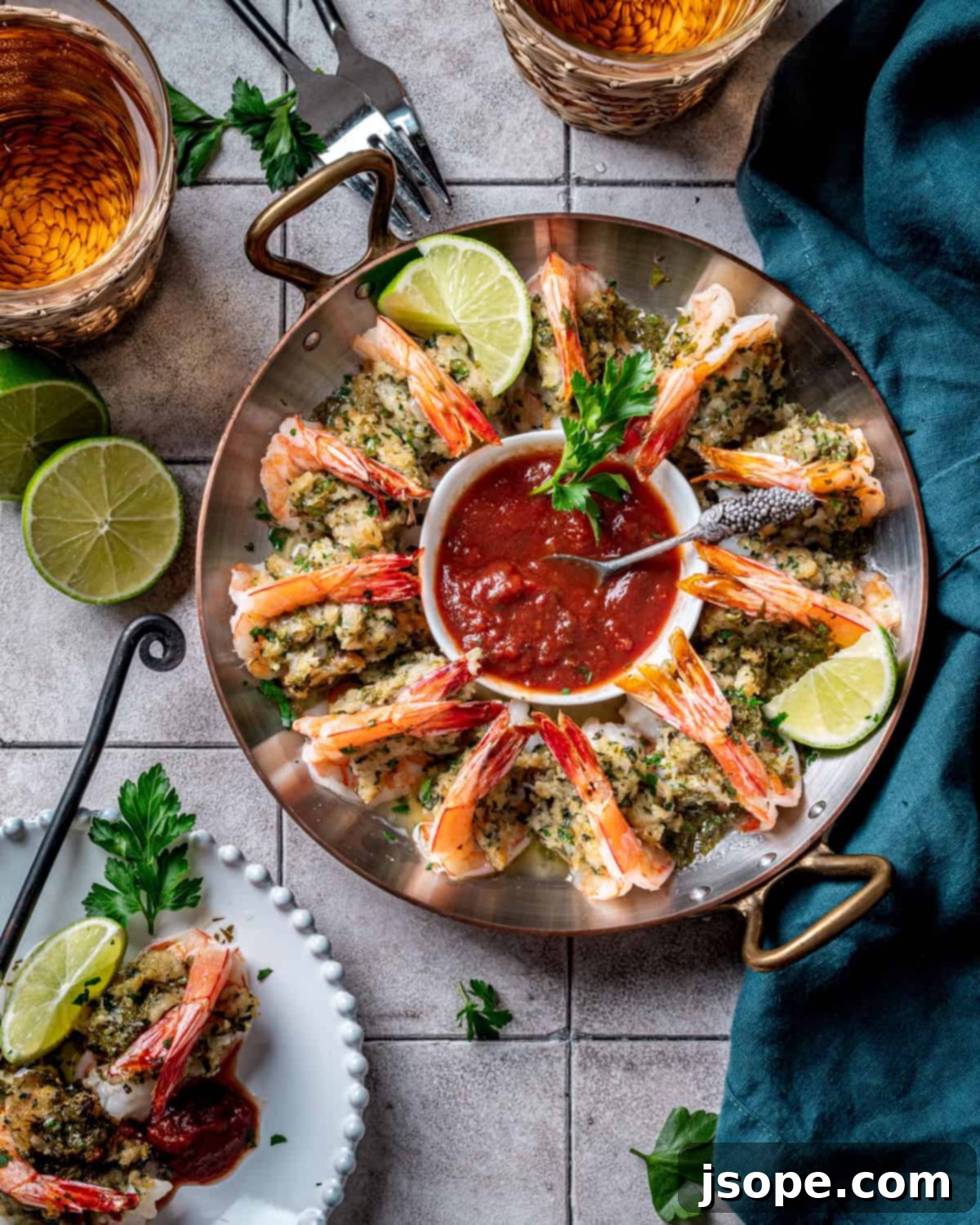 Italian Herb Stuffed Shrimp with Lime Butter