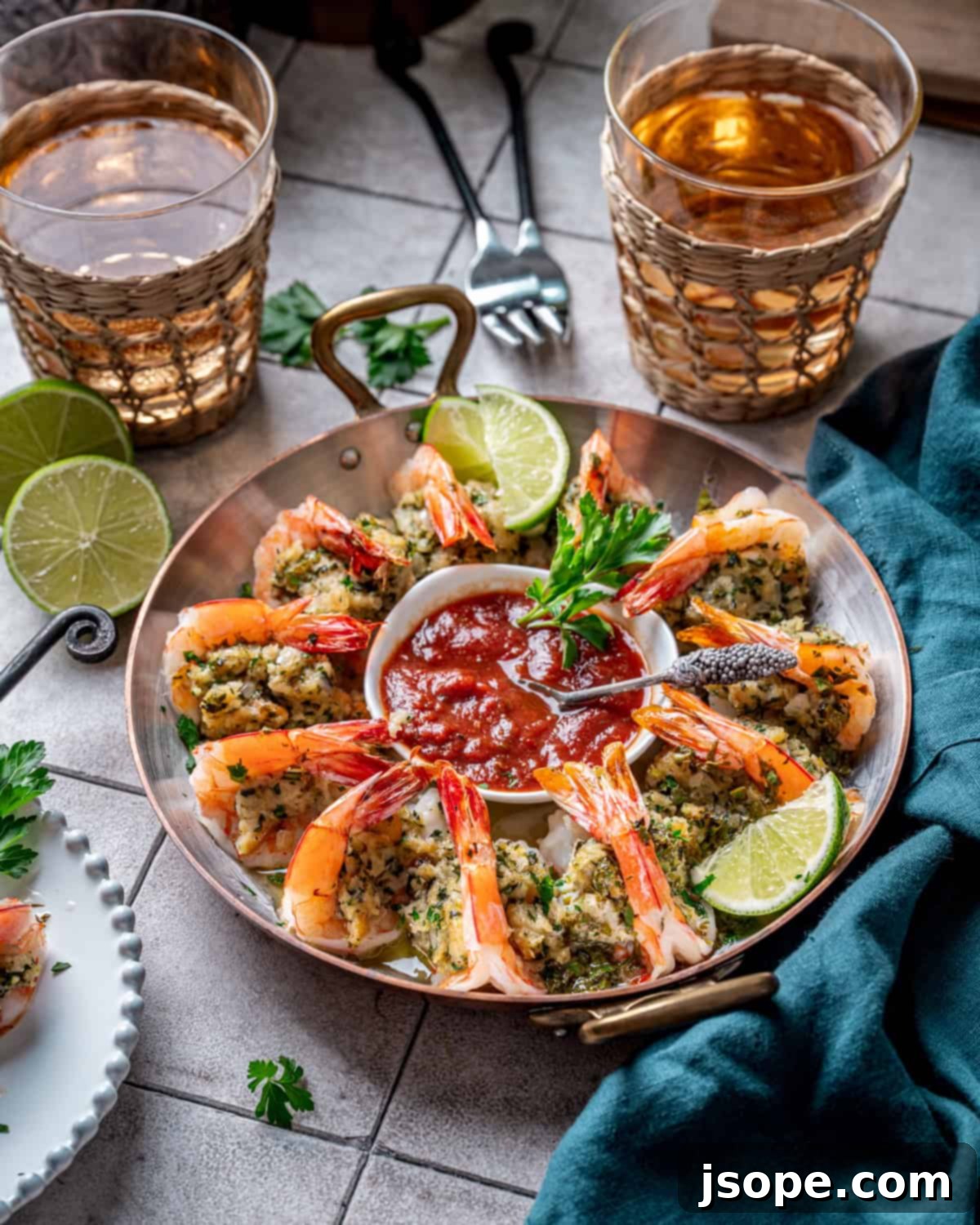 Italian Herb Stuffed Shrimp with Lime Butter