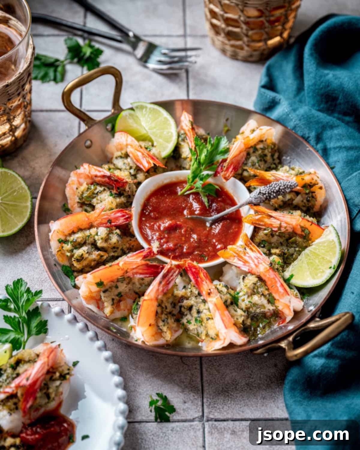 Italian Herb Stuffed Shrimp with Lime Butter