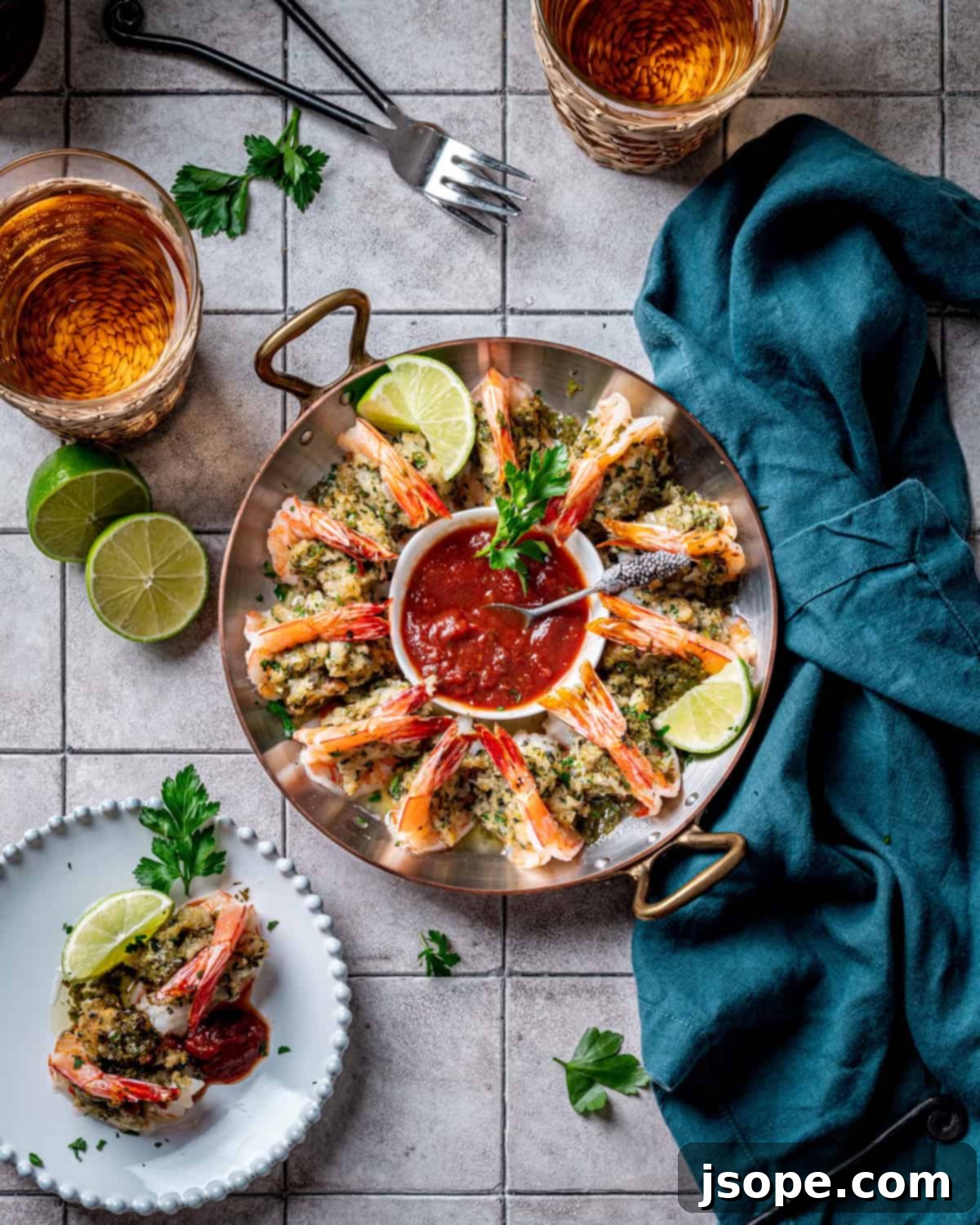 Italian Herb Stuffed Shrimp with Lime Butter